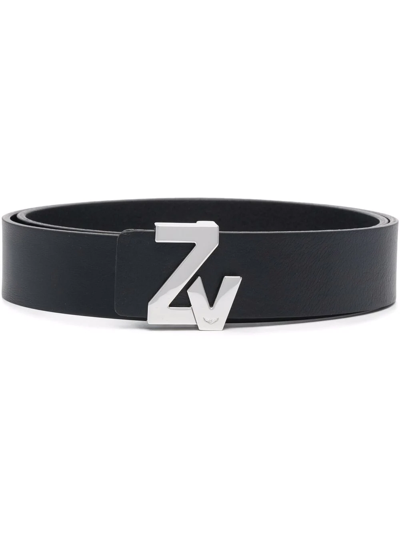 Zadig & Voltaire Crystal-embellished Leather Belt In Noir
