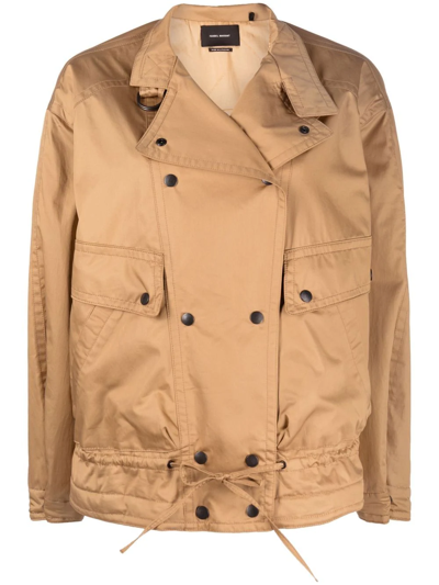 Isabel Marant Double-breasted Funnel-neck Jacket In Beige