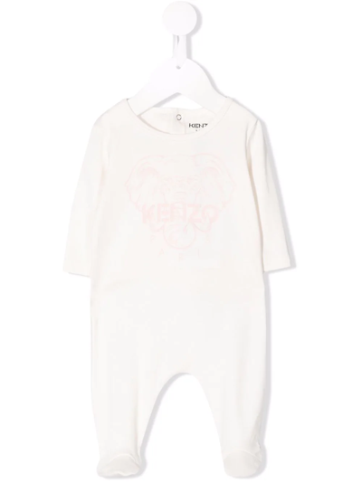 Kenzo Babies' Elephant-embroidered Organic Cotton Pyjama In White