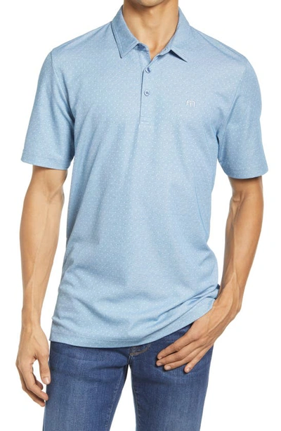 Travismathew Handsome Town Classic Fit Short Sleeve Polo In Heather Blue Sapphire