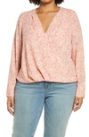 Halogen Cross Front Blouse In Pink Fluid Lines