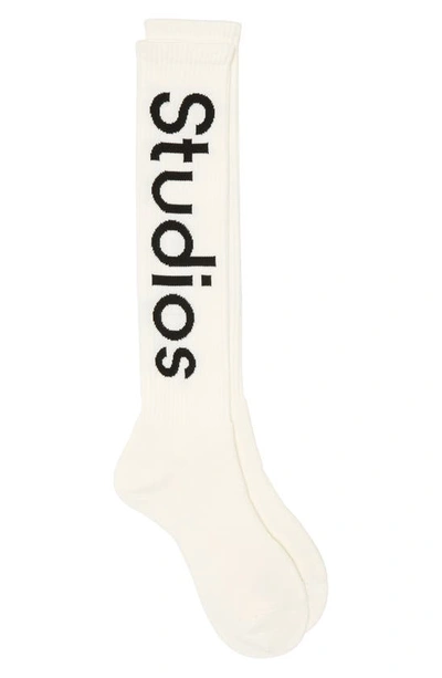 Acne Studios Logo Rib Socks In Off White