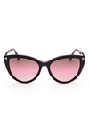 Tom Ford Isabella 56mm Cat Eye Sunglasses In Sblk/ Brng