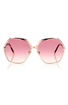 Tom Ford Fonda Geo Square Metal Sunglasses In Srgld/ Bordg