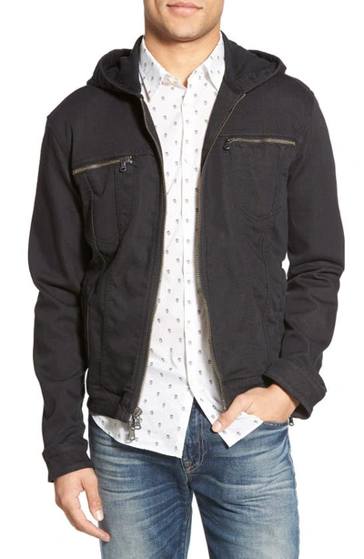 John Varvatos Star Usa Hooded Zip-front Knit Jacket In Black