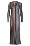 Missoni Metallic Striped Paillette Long Cardigan In Black