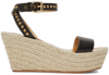 Isabel Marant Messer Leather Wedge Sandal In 01bk Black
