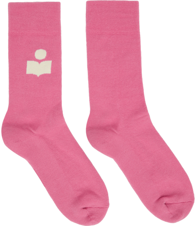 Isabel Marant Logo Intarsia Ribbed Socks In Pink