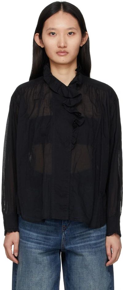 Isabel Marant Étoile Pamias Ruffled Cotton Shirt In Black