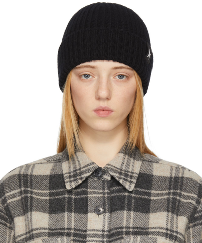 Golden Goose Logo Embroidered Beanie Hat In Black