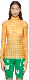 Kijun Orange Jersey Gingham Turtleneck In Print