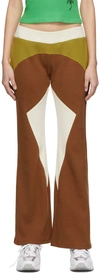 Kijun Multicolor Mosaic Lounge Pants In Brown/ivory/olive