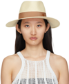 MAISON MICHEL BEIGE STRAW CHARLES FEDORA HAT