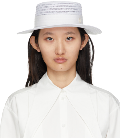 Maison Michel White Kiki Grosgrain Trim Hemp Sunhat