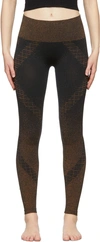 Wolford Shiny Grid High-rise Jacquard Leggings In Black Copper