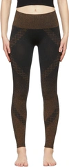 Wolford Shiny Grid High-rise Jacquard Leggings In 7130 Black/copper