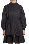 Moncler Wete Hooded Drawcord Waist Jacket In Nero