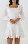 Endless Rose Square-neck Mini Lace Dress In White