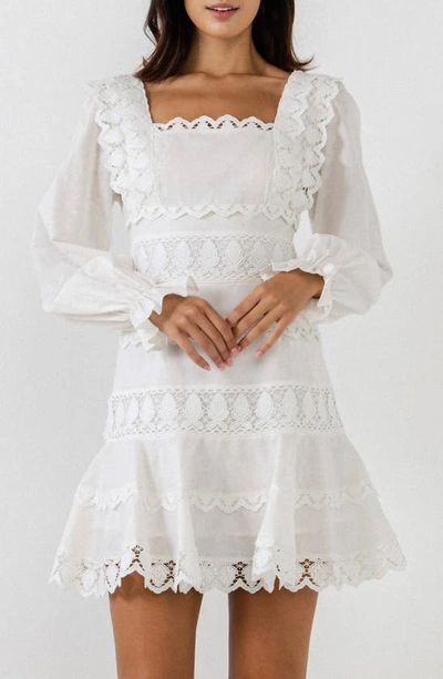 Endless Rose Square-neck Mini Lace Dress In White