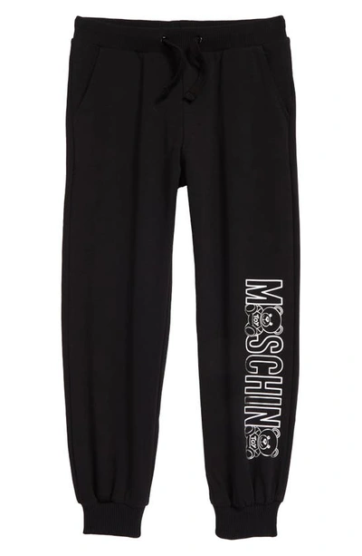 Moschino Teen Teddy Bear Metallic Logo-print Track Pants In Black