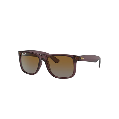 RAY BAN JUSTIN CLASSIC SONNENBRILLEN DUNKELBRAUN TRANSPARENT FASSUNG BRAUN GLAS POLARISIERT 51-16
