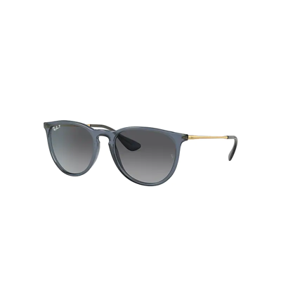 Ray Ban Erika Classic Sunglasses Transparent Blue Frame Grey Lenses Polarized 54-18