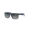 RAY BAN SUNGLASSES MAN JUSTIN CLASSIC - TRANSPARENT BLUE FRAME GREY LENSES POLARIZED 51-16