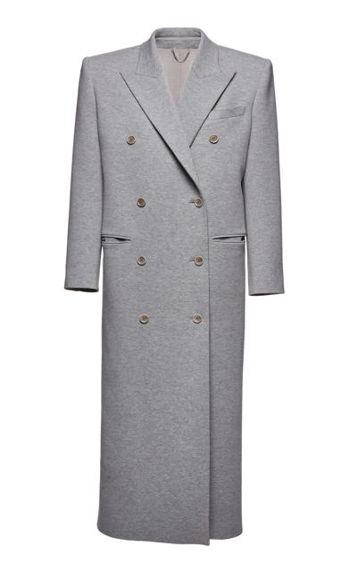 Magda Butrym Cotton Blend Double Breasted Long Coat In Grey