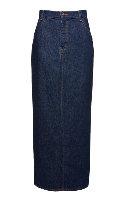 Magda Butrym High Rise Cotton Denim Midi Skirt In Blue