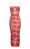 Magda Butrym Ruched Floral-print Stretch-mesh Midi Dress In Print