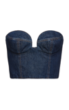 Magda Butrym Cropped Cotton Denim Corset Top In Dark Wash