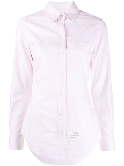 Thom Browne Cotton Oxford Shirt In Pink
