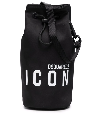 Dsquared2 Logo Printed Sack Gym Bag In Black