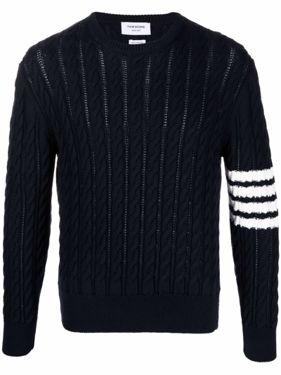 Thom Browne Blue 4-bar Stripe Cotton Sweater
