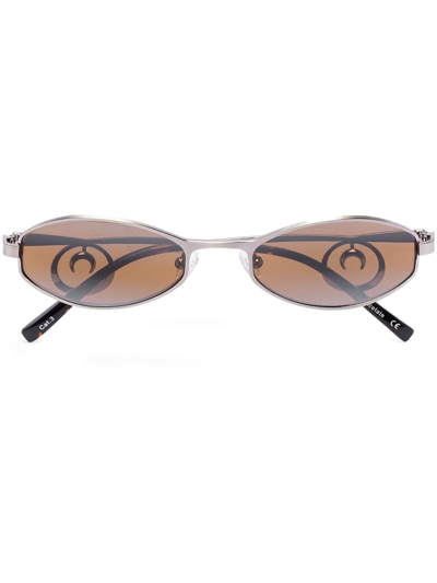 Marine Serre X Vuarnet Black Swirl Oval Frame Sunglasses In Braun