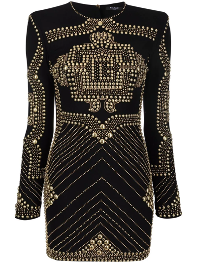 ariana grande black dress oscars Embellished Long Sleeve Cut Out Mini Dress in Black