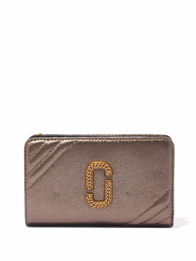 Marc Jacobs The Glam Shot Metallic Compact Wallet In Brown