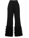 MILLY VALERIE FEATHER-TRIM CROPPED TROUSERS