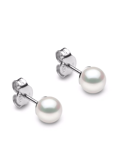 Yoko London 18kt White Gold Classic 5mm Akoya Pearl Stud Earrings In Silber