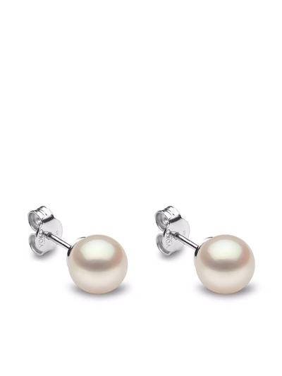 Yoko London 18kt White Gold Classic 8mm Freshwater Pearl Stud Earrings In Silber