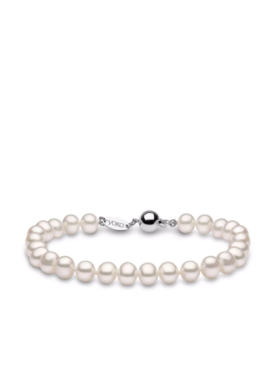 Yoko London 18kt White Gold Classic 6mm Freshwater Pearl Bracelet In Silber