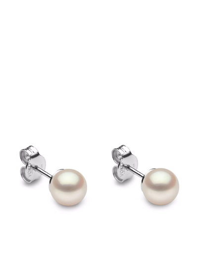 Yoko London 18kt White Gold Classic 6mm Freshwater Pearl Stud Earrings In Silber