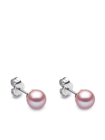 Yoko London 18kt White Gold Classic 6mm Freshwater Pearl Stud Earrings In Silber