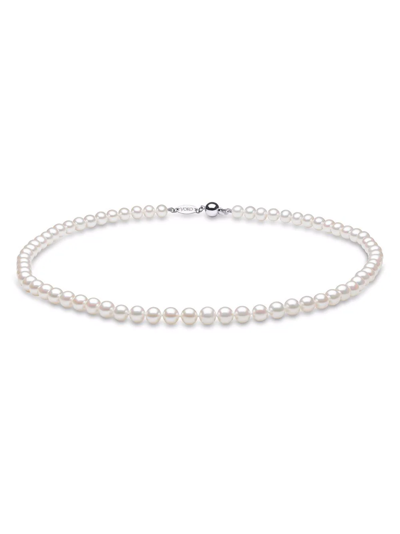 Yoko London 18kt White Gold Classic 6mm Freshwater Pearl Necklace In Silber