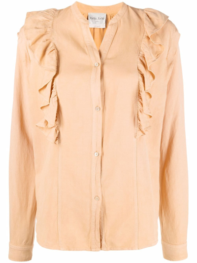 Forte Forte Ruffled-detail V-neck Blouse In Orange