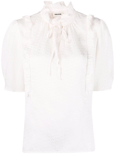 Zadig & Voltaire Tie-neck Ruffled Blouse In Weiss