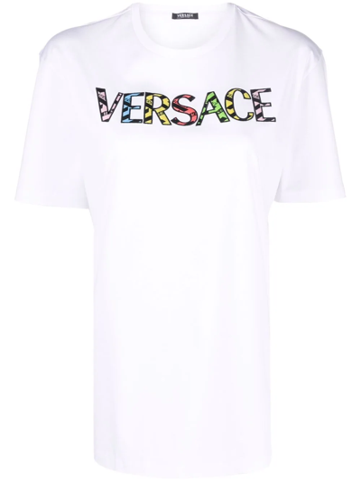 Versace Logo印花棉t恤 In White