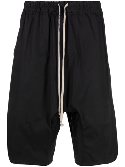 Rick Owens Black Drawstring Waist Shorts In Nero