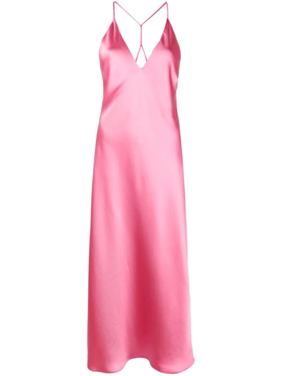Blanca Vita Saggina Satin Slip Dress In Rosa