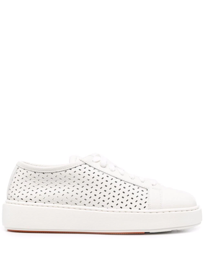 Santoni Sneakers Cleanic Traforata - Atterley In Weiss